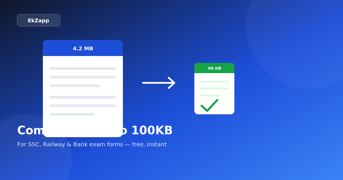 Compressing a PDF from 4.2 MB down to under 100 KB for an exam form — EkZapp