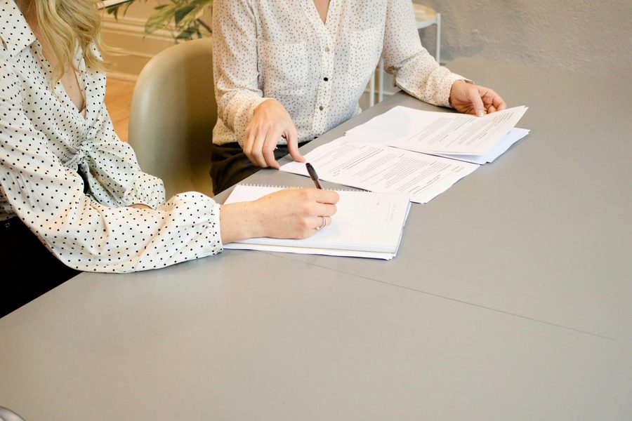 Paper documents with printed text ready to be scanned